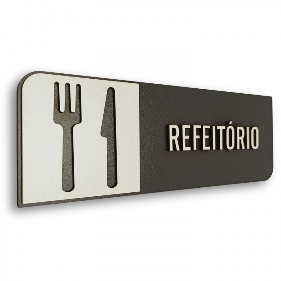 Placa de Sinalização Indicativa em MDF Efeito 3D - Refeitório